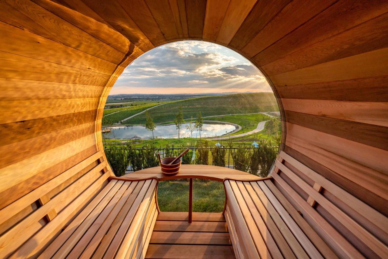 Casa Timis - Wellness & Spa Resort Chitorani Eksteriør bilde The view from the barrel sauna